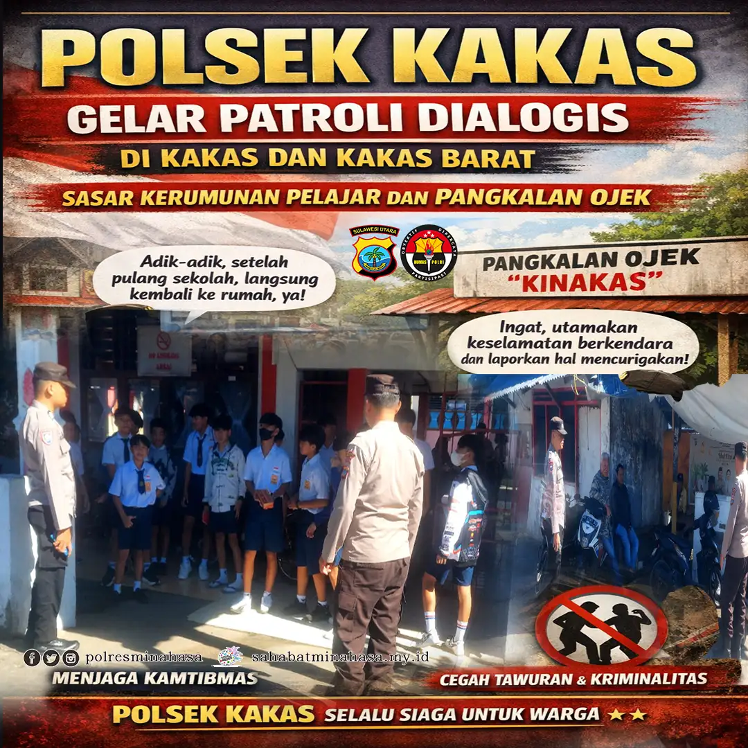 POLSEK KAKAS GELAR PATROLI DIALOGIS DI KAKAS DAN KAKAS BARAT, SASAR KERUMUNAN PELAJAR DAN PANGKALAN OJEK